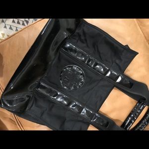 Tory Burch Black Nylon / patent Large Tote!